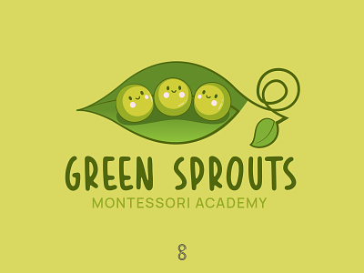Green Sprouts Logo academy childres design illustration logo mark minimal montessori nursary simple tots