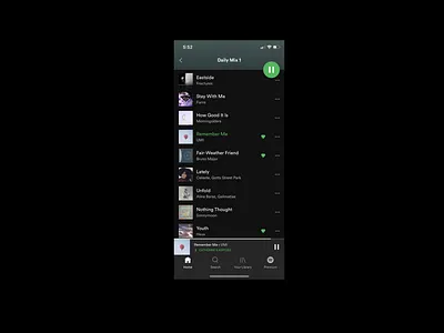 Selecting a new song interaction on Spotify motion design