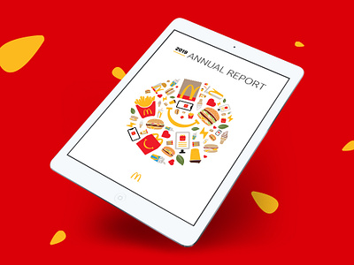 Global Impact annual report cover globe illustration mcdonalds sesame seeds smile tablet