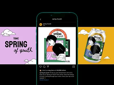 Spring of youth - Marketing branding colors design drinks graphic design illustration instagram logo manga marketing naruto tonik ui