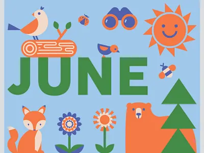 June 2020 Calendar Page animals bear birds bumblebee calendar design design for good fox graphic design icon design illustration instagram post ladybug pattern sun