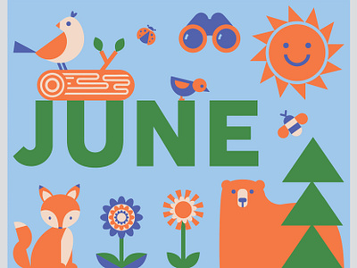 June 2020 Calendar Page animals bear birds bumblebee calendar design design for good fox graphic design icon design illustration instagram post ladybug pattern sun