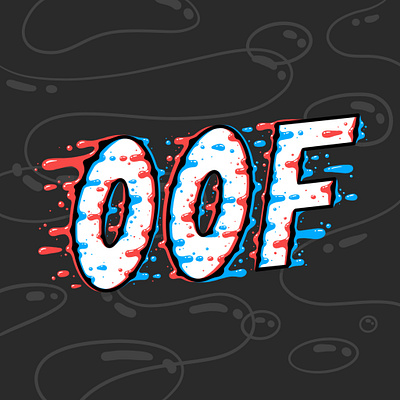 Dripping Glitch Oof Sticker blue design draw drawing drip dripping icon illustration procreate red sketch sticker typography