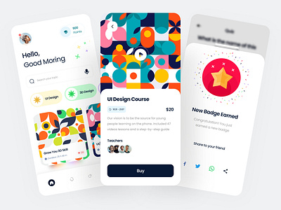 Online Education App academy adobexd app app design badge buy clean colorful courses education app illustration learning app new online popular student teaching ui ui design ui ux