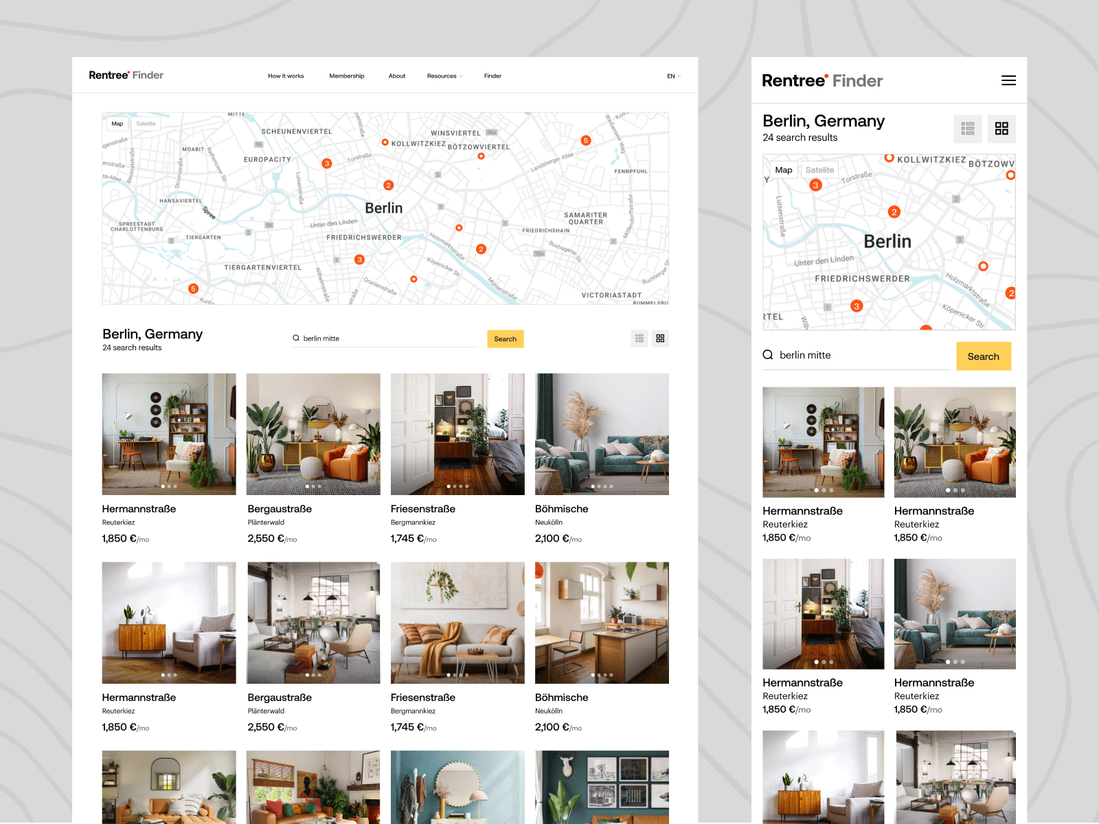 Rentree | Case Study - Finder app design feed map real estate saas startup ui unikorns ux