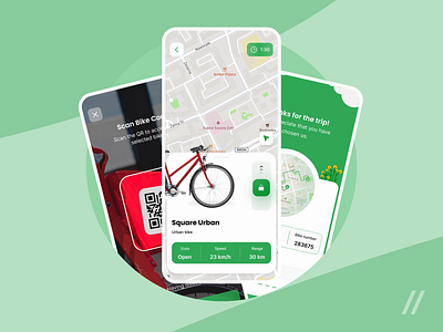 Bike Rent App animation app app design bike design eco gps map mobile motion qr rent rent app ui uiux ux