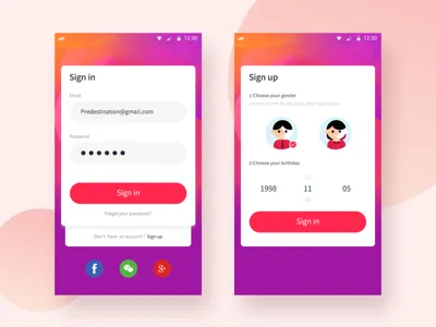 Sign up and log in sign up and log in；ui