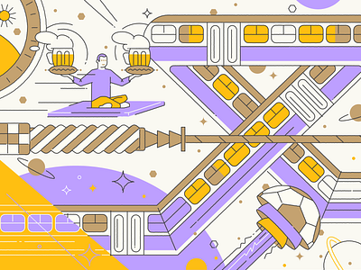 PrahArt artwork beer czech design illustration illustrator ilustrace marekehrenberger prague purple space universe vector