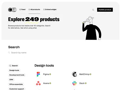 All products page 2 columns filters header list navigation page product search site web