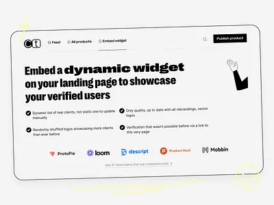 Embed widget explainer grid header illustration landing list logos navigation tablet typography variable font web