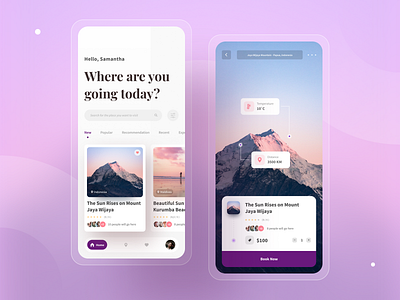 Travel App Exploration adventure app best shot clean colorful design minimalist mobile screen travel trip typography ui uidesign ux vacation