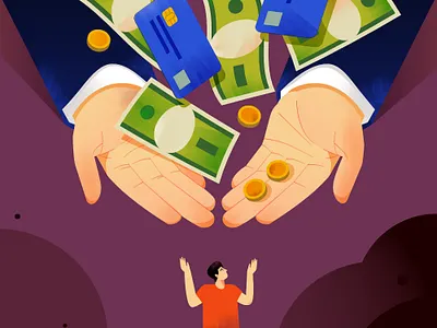 charity scam affinitydesigner card editorial editorial illustration hand illustration money newsletter people texture