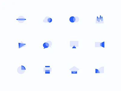 Frosted glass style icon abstract blue flat icon