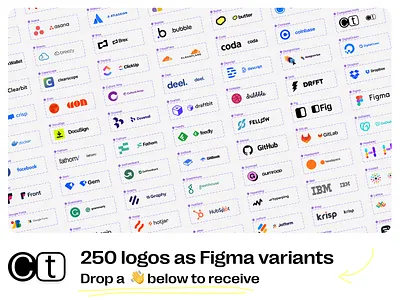 250 logos of products as Figma variants giveaway free freebie giveaway grid logos tilted