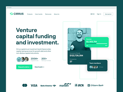 cirrus - website hero section agency app bank branding design finance fintech flat hero home page illustration landing page minimal ui user experience user interface ux web web design website