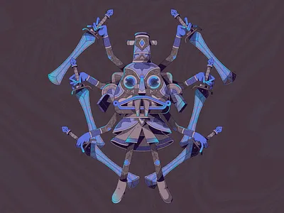 GUARDIÁN 6 ARMAS 2d cartoon design diseño de personaje maceta méxico vector