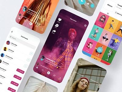 Social Video Mobile App animatiin chat instagram mobile app mobile app design music social tiktok ux uxui video