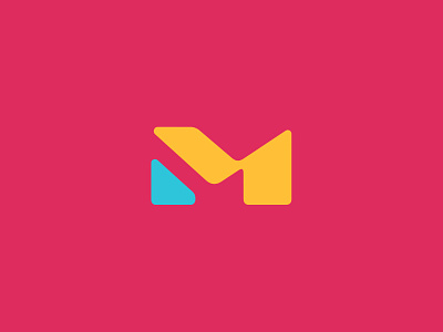 M is for Monday. brand branding cajva colorful design emblem identity logo m mark mm monday orange pink single letter logo turqoise