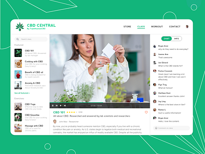 Online class page UI branding cannabis cbd cbdoil clean ui design illustration interface live chat logo online course online store streaming ui ux video