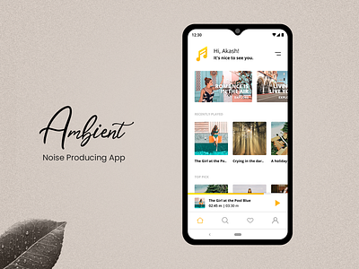 Ambient Noise - App UI/UX app music player photoshop ui ux xd