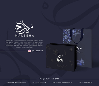 Maleeha Textile Brand arabic brand branding calligraphy logo creative design elegant graphic idea innovation logo textile