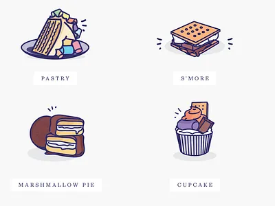 Illustrations for Messy Mallows branding cake cake shop cupcake icons illustration marshmallow smore yummy