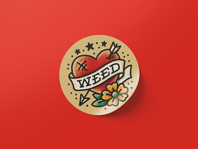 I Love Weed Sticker illustration lettering sailor jerry sticker tattoo traditional tattoo weed
