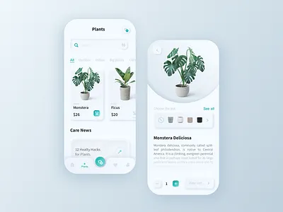Iot applications for flowers and plants branding ui ux 品牌 商城 应用 新拟态 设计 风格