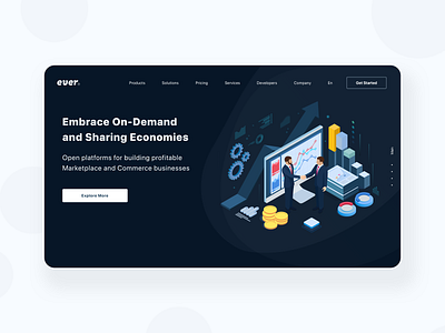 Ever Technologies / Dark Mode design black business dark dark theme dashboard eccomerce illustration isometric design isometric illustration landing page mobile design modern platform design product design software uiux user experience userinterface visual webdesign