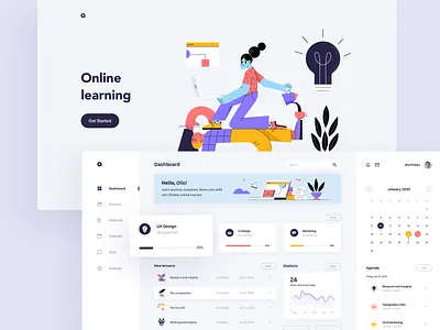 E-learning Dashboard - concept design branding concept design dashboad dashboard design dashboard ui e learning ecommerce education graphic design iconography illustration minimal online courses simple design ux ux design web website