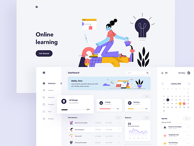 E-learning Dashboard - concept design branding concept design dashboad dashboard design dashboard ui e learning ecommerce education graphic design iconography illustration minimal online courses simple design ux ux design web website