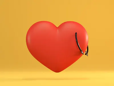 Heart 3d 3d art 3d artist 3d illustration arrow blender c4d clean cycles design doodle heart illustration love minimal piercing red render rendering simple