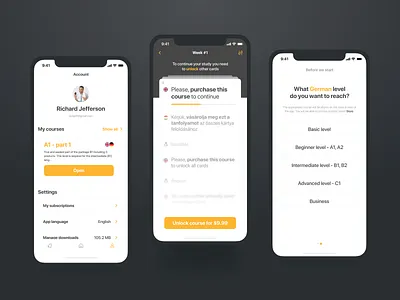 Foreign Language Learning Mobile Application app application design education minimal mobile study typography ui uiux ux web