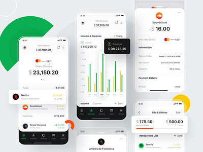 Finance App #Exploration app budget business creditcard dashboard debit expense finance fintech green income money money management payment planning popular product design transaction wallet yellow