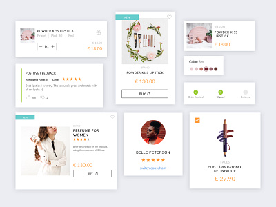 Cards bag cards cart component components cosmetic design system desktop ecommerce feedback mobile product shopping stepper ui