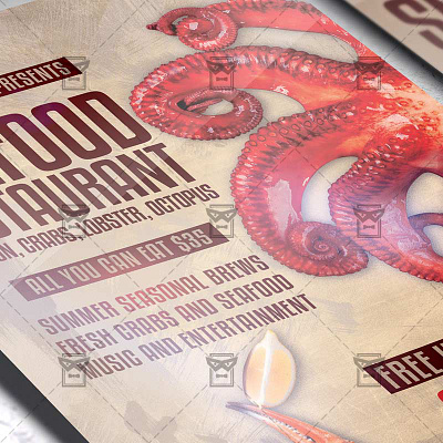Seafood Restaurant - Flyer PSD Template seafood week