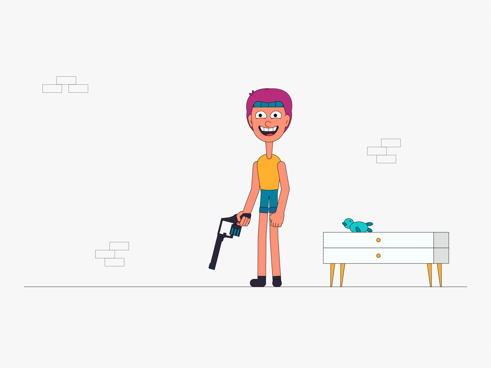 Gun 2d animation 2danimation after effects aftereffects animation character character animation character design duik duik bassel floy fun gun illustration motion design motion graphic motiondesign play rig rigging