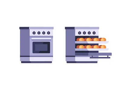 Oven baking cooking daily flat design icon illustration oven stove vector