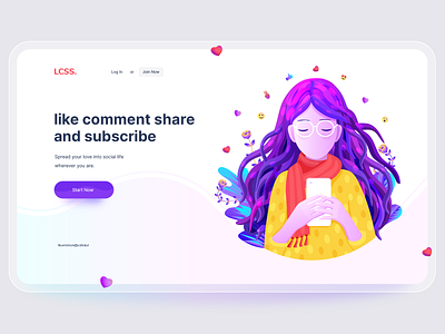 Social media page illustration app illustration girl hero image illustration home page illustration illustration landing page illustration phone user playful illustration poster social media ui ui illustration vector women