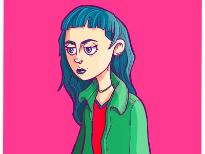 Punky goth cartoon character goth illustration illustrator procreate app punk