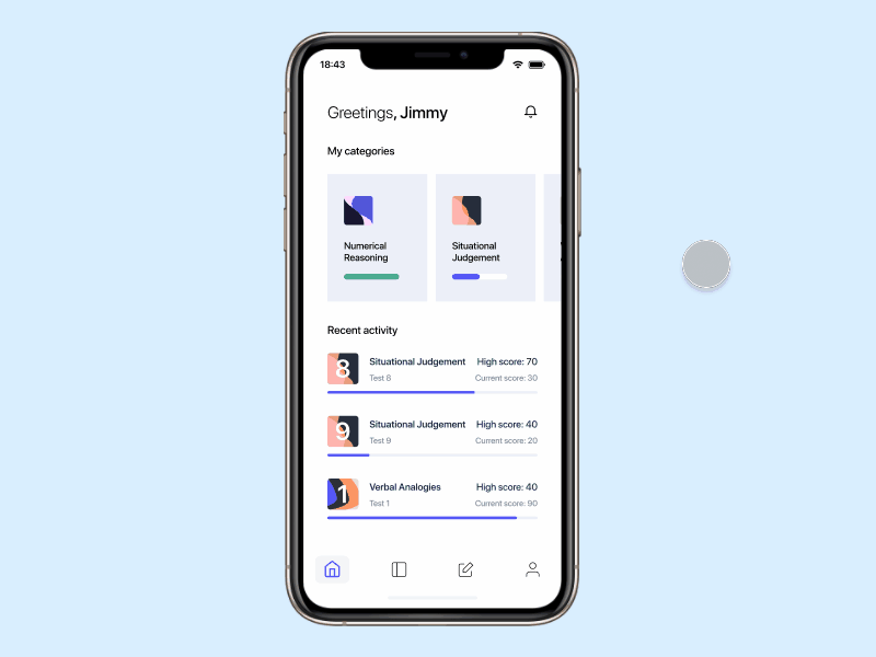 Assessments Tests Practice - demo app design product design ui ux