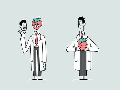 Strawberry Doctor cute dentist doctor drawing editorial fruit hand drawn illustration illustrator medic minimal smile strawberry sweet unused vector white coat wip