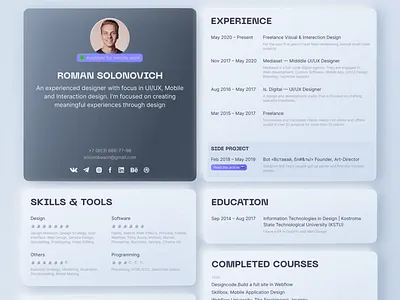 My Responsive CV on WebFlow ae bodymovin cv experience lottiefiles resume resume cv ui webflow