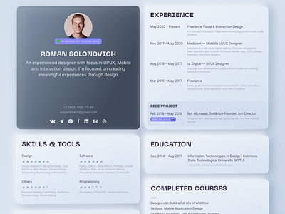 My Responsive CV on WebFlow ae bodymovin cv experience lottiefiles resume resume cv ui webflow