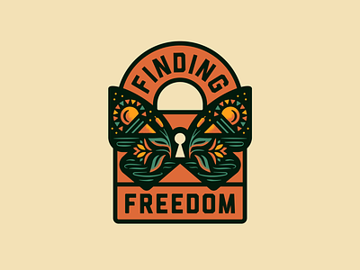 Finding Freedom Series badge butterfly creation creature event floral flowers freedom illustration lock series sun type typography
