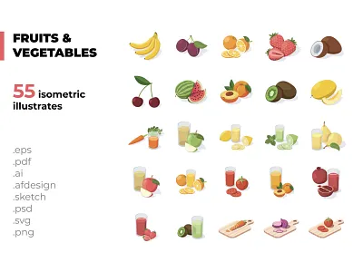 Fruits & vegetables 3d concept creative flat icons idea illustration isometric isometric art isometric design isometric icons isometric illustration