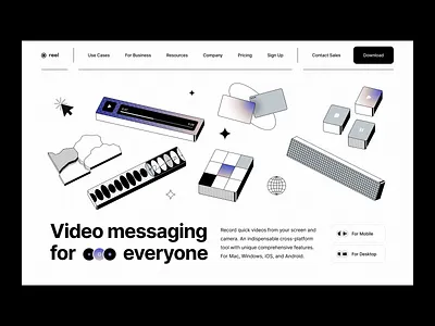 reel: web design, branding, landing, hero section application branding camera edit hero icons illustration keyframe landing platform product design record screen section service timeline video visual visual identity web design