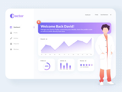 Doctor Dashboard - UI Design adobe xd brand clean design creative dashboard dashboard design gradient graphic design modern ui ui design ui ux ux ux design