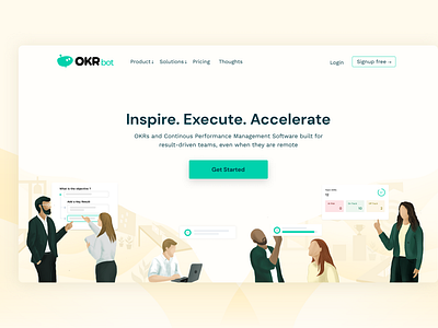 OKRbot.io Product Website illustration art illustrations okr okrs saas app startups website design