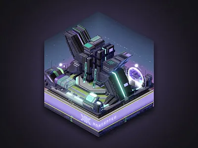 3D Koncepted Metaverse Headquarters 3d 3d animation blockchain design futuristic gaming headquarters illustration isometric metaverse nft ui web 3